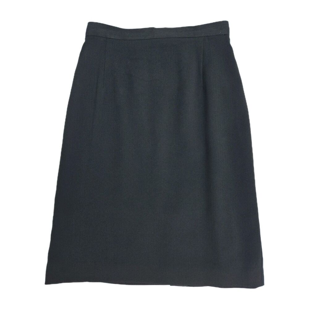Kenar Womens Black Midi Pencil Skirt Size 10 Lined High Waist Pleated Slit 23.5"
